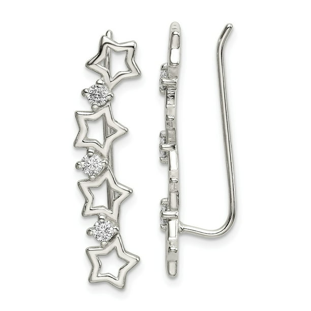 Sterling silver 925 cubic zirconia Star zodiac climber crawler stud earrings